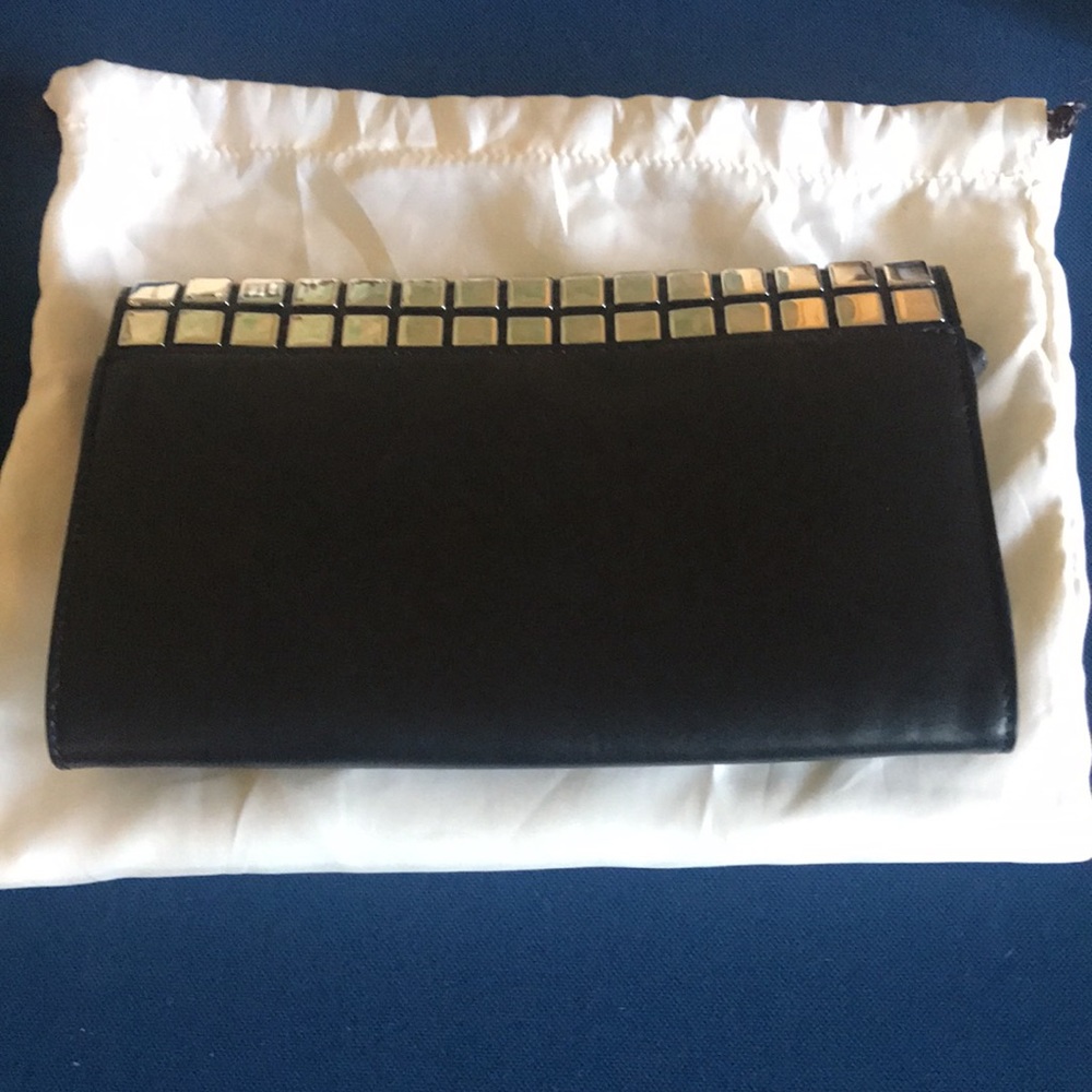 Michael Kors Leather Natalia Tile Black Clutch And Dust Bag NWT - Picture 2 of 7